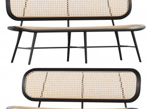 대중음식점 옥외 가구 등나무 고리 버들 세공 벤치 소파 3D 모델