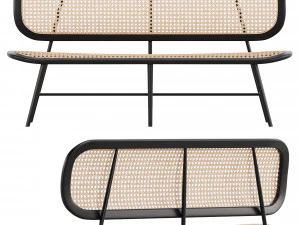Restaurant Outdoor Furniture Rattan Wicker Bench Sofa 3D Model