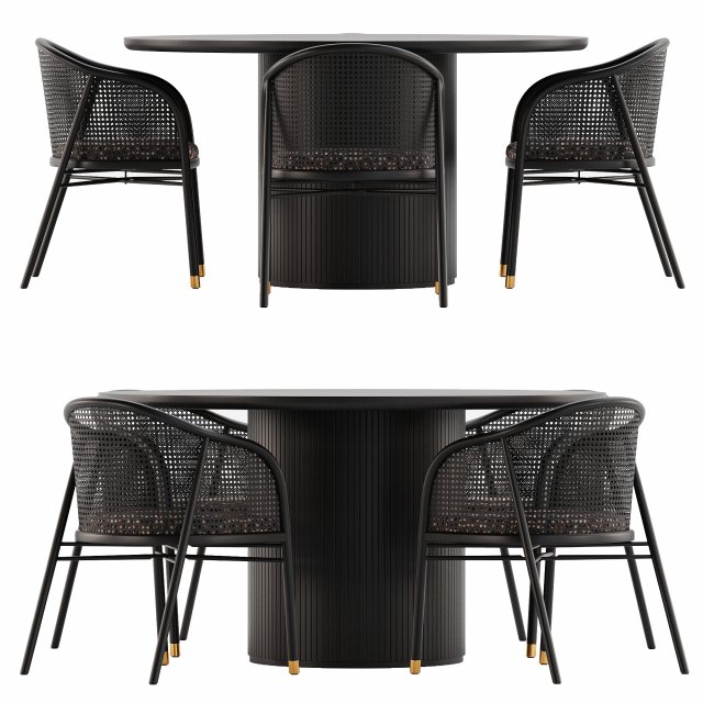 Dining set 06 3D Model .c4d .max .obj .3ds .fbx .stl .blend 