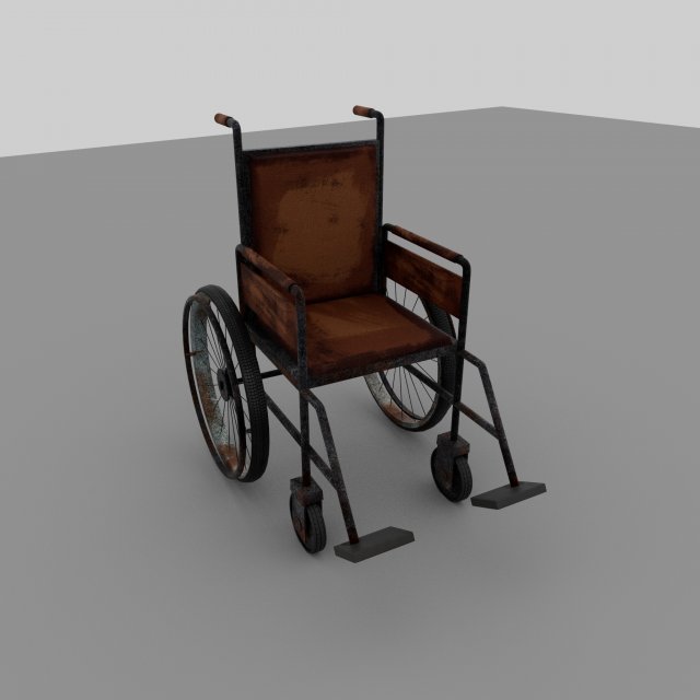 Old Wheel Chair 3D Model .c4d .max .obj .3ds .fbx .stl .blend 