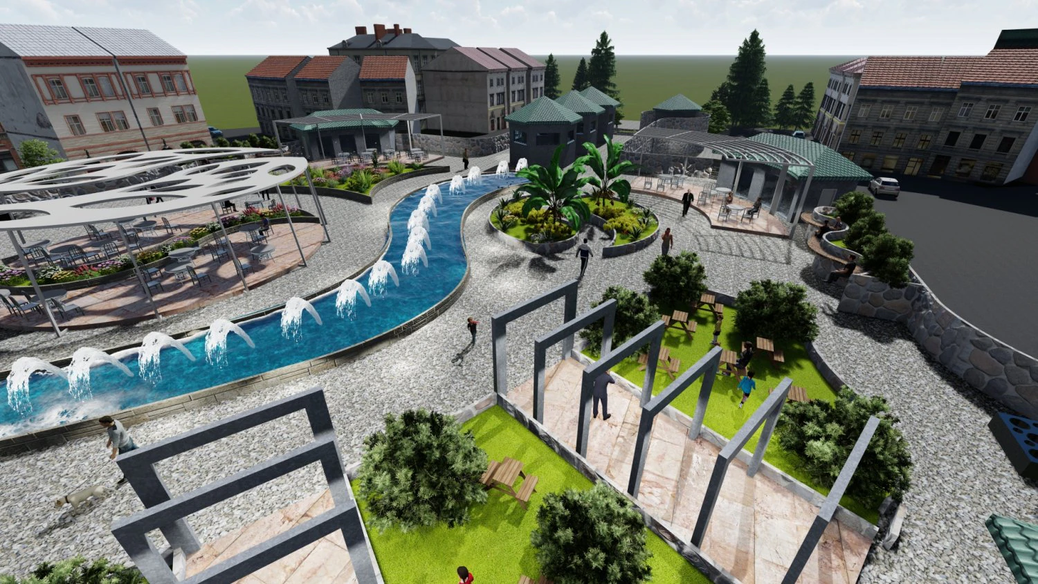 Public space 3D Model .c4d .max .obj .3ds .fbx .stl .blend