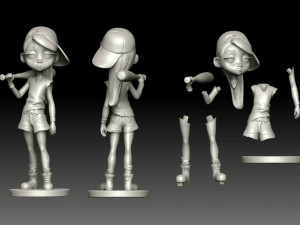 3d Stl File of Baseball Girl high quality split keyed 3D Model