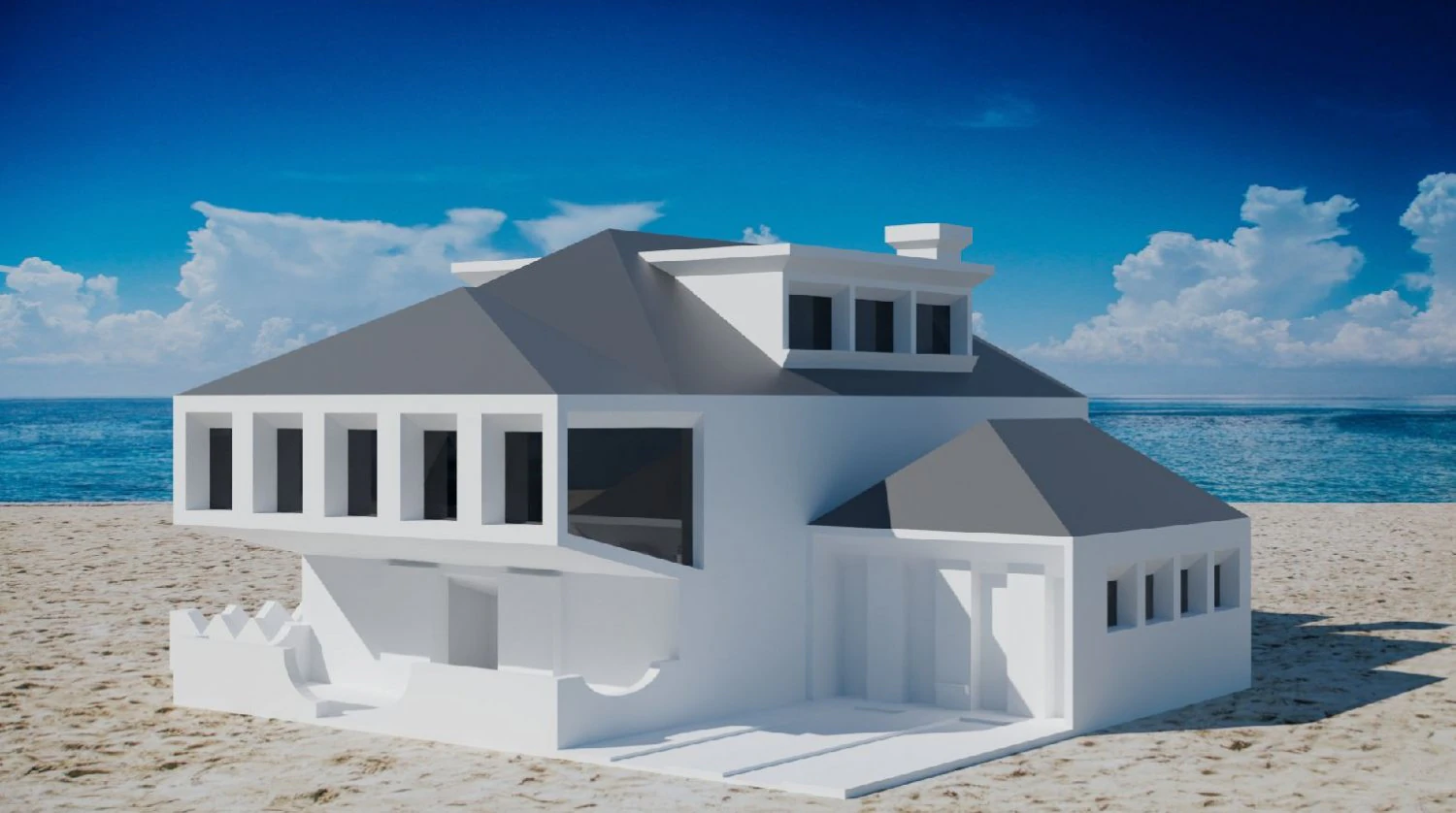 3d stl file of Villa model 001 3D Model .c4d .max .obj .3ds .fbx .stl .blend