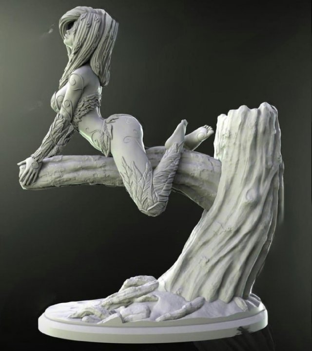 3d stl file of girl on wood Modelo 3D .c4d .max .obj .3ds .fbx .stl .blend 