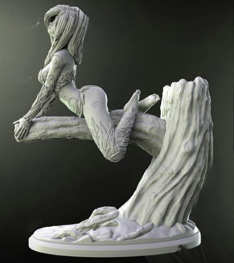 3d stl file of girl on wood 3D Model .c4d .max .obj .3ds .fbx .stl .blend 