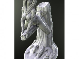 3d stl file of girl on wood Modelo 3D