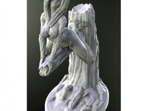 3d stl file of girl on wood 3D Model