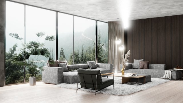 Modern Minimalist Living Room blander 3D Model .c4d .max .obj .3ds .fbx .stl .blend 