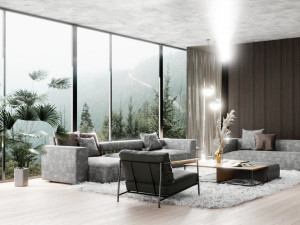 Modern Minimalist Living Room blander 3D Model