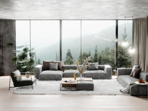 Modern Minimalist Living Room blander 3D Model