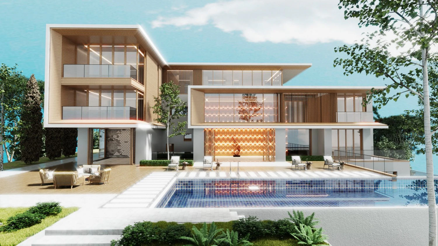Modern villa 2023 Blender 3D Model .c4d .max .obj .3ds .fbx .stl .blend