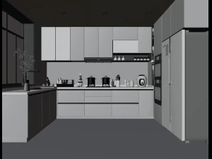Blender 3D Modern Minimalist Kitchen 3D Model
