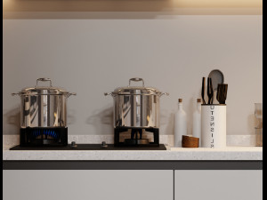 Blender 3D Modern Minimalist Kitchen 3Dモデル