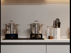 Blender 3D Modern Minimalist Kitchen 3D Model