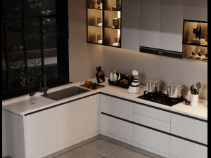 Blender 3D Modern Minimalist Kitchen 3Dモデル