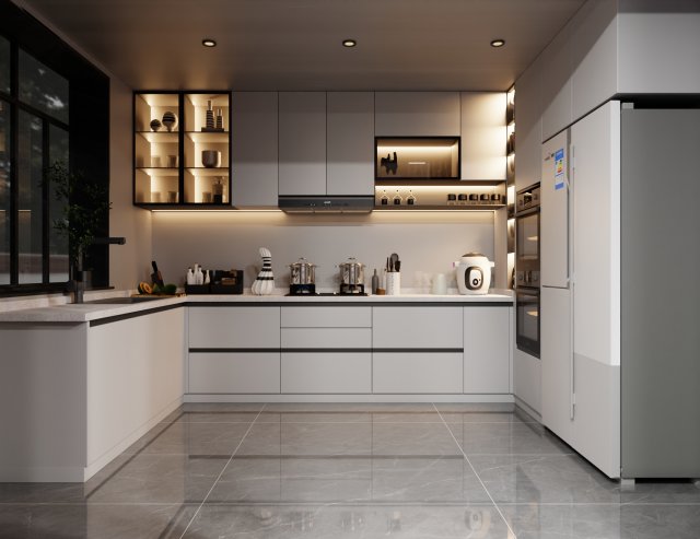 Blender 3D Modern Minimalist Kitchen 3Dモデル .c4d .max .obj .3ds .fbx .stl .blend 