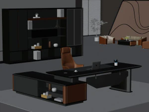 Blender 3D Modern Boss Office 3D Model