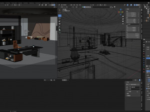Blender 3D Modern Boss Office Modèle 3D