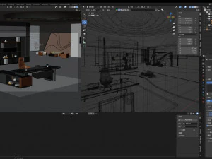 Blender 3D Modern Boss Office 3D Model