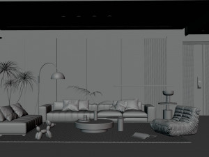 Blender 3D Modern Minimalist Living Room 3D Model