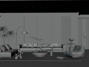 Blender 3D Modern Minimalist Living Room 3D Model