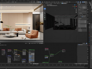 Blender 3D Modern Minimalist Living Room 3D Model