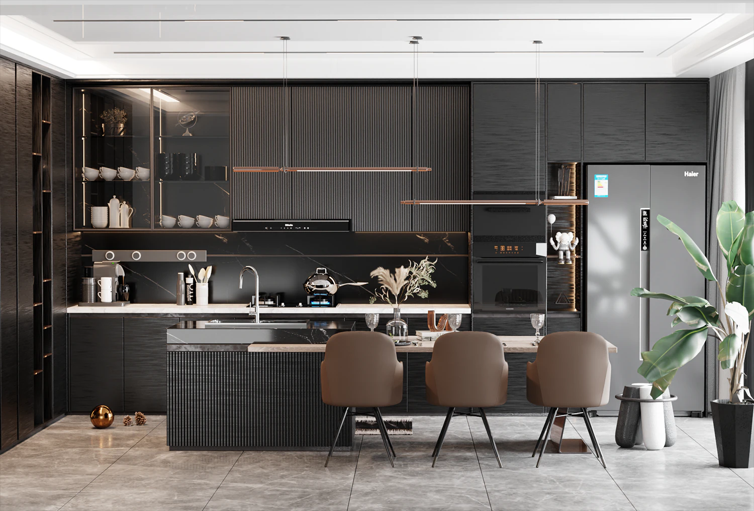 Modern living room kitchen in one Blender 3D 3D Model .c4d .max .obj .3ds .fbx .stl .blend 