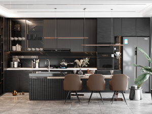 Modern living room kitchen in one Blender 3D Model 3D