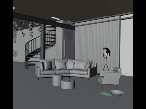 Modern Profile Interior Living Room 3D Model
