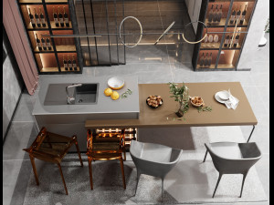 Modern Dining Table Wine Cooler Blender 3D 3D Model