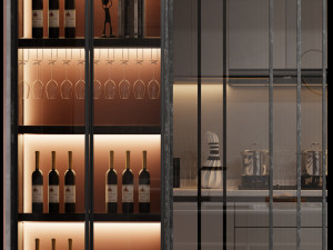 Modern Dining Table Wine Cooler Blender 3D 3D Model
