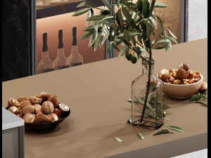 Modern Dining Table Wine Cooler Blender 3D 3D Model