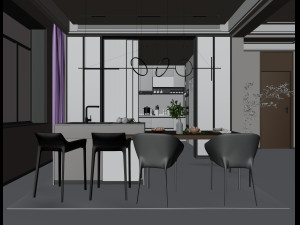 Modern Dining Table Wine Cooler Blender 3D 3D Model