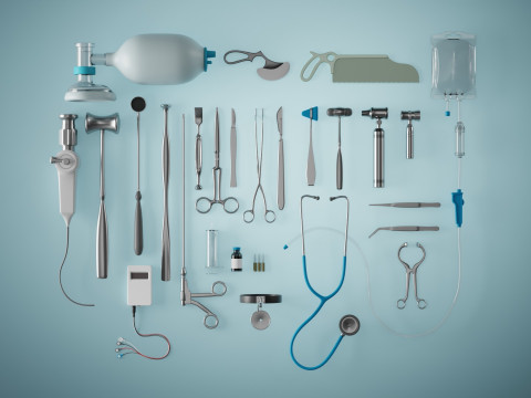 Surgical instruments - medical equipment kit blender 3D Modelo 3D