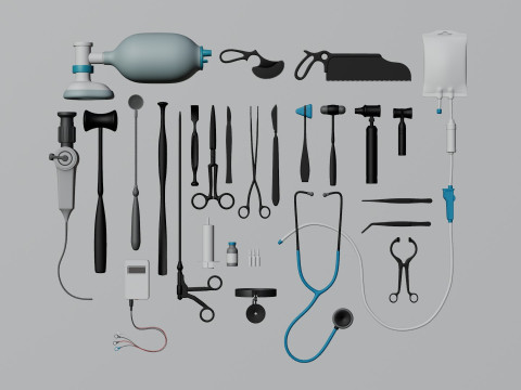 Surgical instruments - medical equipment kit blender 3D 3Dモデル