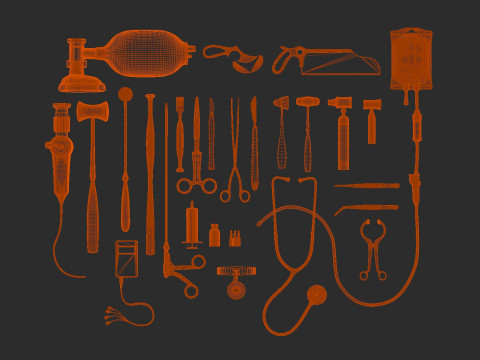 Surgical instruments - medical equipment kit blender 3D 3Dモデル