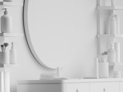 Modern Minimalist Scandinavian Style Dressing Table blender 3D Model