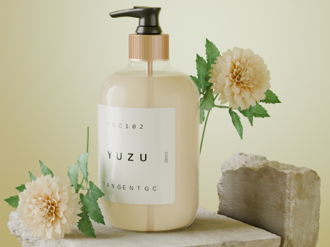 Flowers In The E-Commerce Product Scene Of Facial Cleanser Blender Model 3D