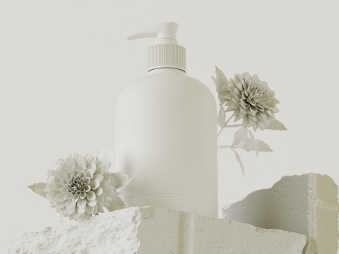 Flowers In The E-Commerce Product Scene Of Facial Cleanser Blender Model 3D