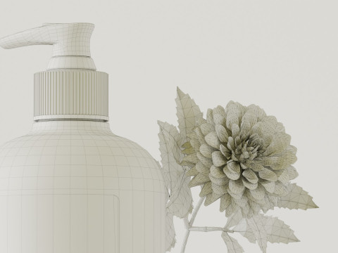 Flowers In The E-Commerce Product Scene Of Facial Cleanser Blender Model 3D