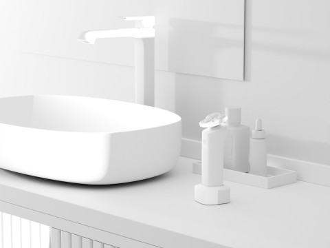 Product display of modern indoor bathroom washbasins blender 3D Model
