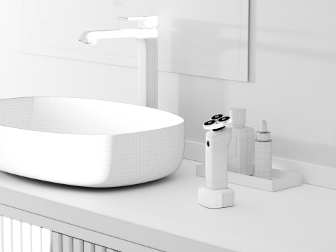 Product display of modern indoor bathroom washbasins blender 3D Model