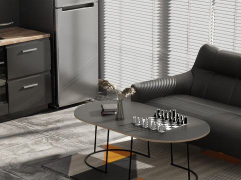 Modern simple and cool living room with louvered windows 3D Модель