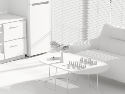 Modern simple and cool living room with louvered windows 3D Модель