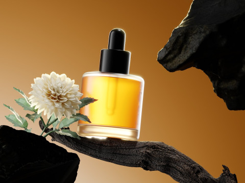 Flowers In The Scene Of Branch Essential Oil For E-Commerce Products Blender 3D Model