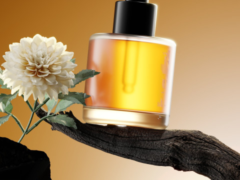 Flowers In The Scene Of Branch Essential Oil For E-Commerce Products Blender 3D Model