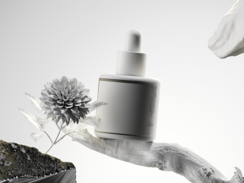 Flowers In The Scene Of Branch Essential Oil For E-Commerce Products Blender 3D Model