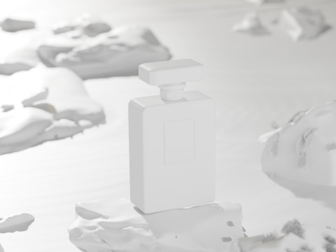 The Scene Of Perfume For E-Commerce Products With Stones And A Lake Surface Blender 3D Modelo 3D