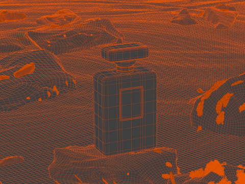 The Scene Of Perfume For E-Commerce Products With Stones And A Lake Surface Blender 3D Modelo 3D