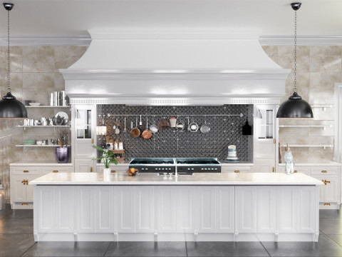 Modern Living Room Kitchen2 Blender3D 3D मॉडल